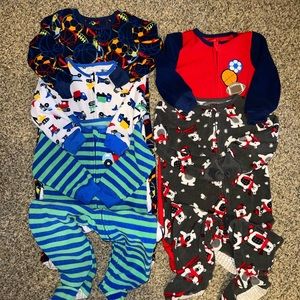Lot of 5 Kids Headquarters Fleece footed PJs 18 month